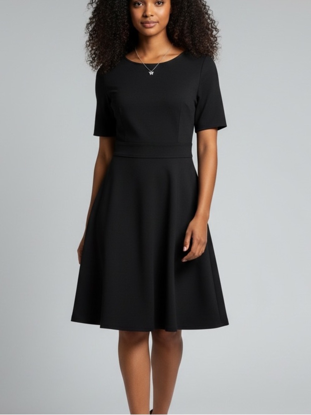 J.Crew Factory Womens 12 Black Fit Flare Dress Career Office Stretch Casual NWT